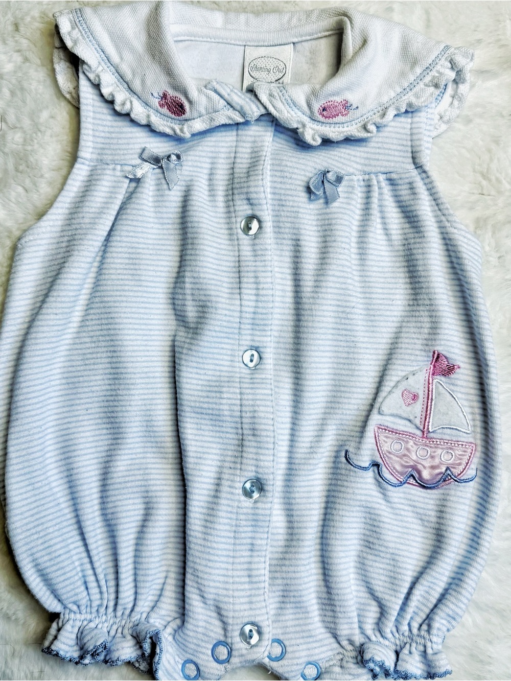Starting Out Vintage Pastel  Baby Girls Sailboat One Piece